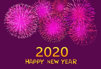 Canvas Print - happy new year 2020 on purple background