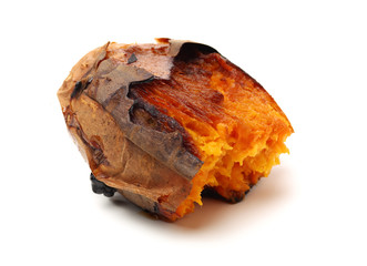 Poster - roasted sweet potatoes on a white background 