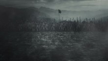 Big Saxon Army In A Battlefield Under A Storm