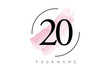 © ankreative - Number 20 Watercolor Stroke Logo Design with Circular Brush Pattern.
