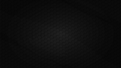 Wall Mural - Black abstract background. Hexagons embossed metal texture. 