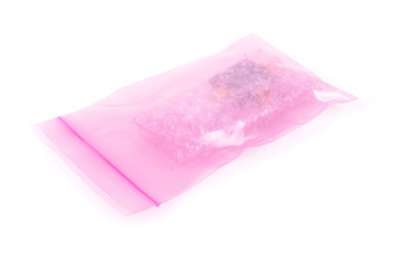 pink sealable electrostatic dissipative material bag isolated on the white background