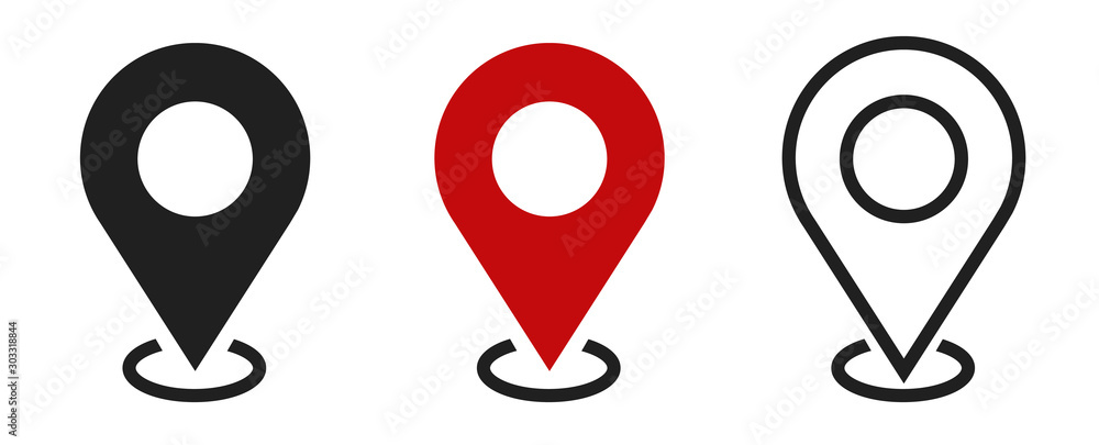 Set of location icons. Modern map markers .Vector illustration on a white background. - obrazy, fototapety, plakaty 