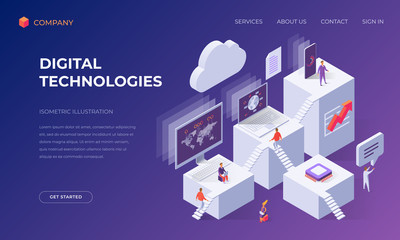 Wall Mural - Landing page for computer digital technologies