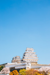 Sticker - Himeji Castle with cherry blossoms at spring in Japan