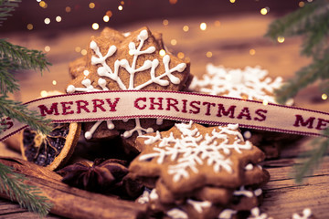 christmas cookies with cinnamon stick and star anise