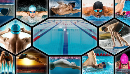 Poster - Swimming sport collage