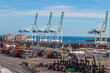 Miami, Florida / USA - DESEMBER 24, 2017: Cargo container ship entering port of Miami..