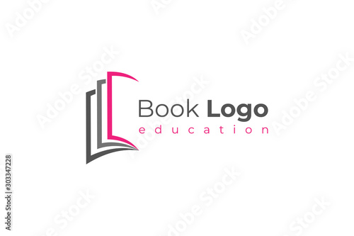 Photographie Open Book Logo Education Knowledge Symbol Paper Icon Concept Design Template Element isolated on white background