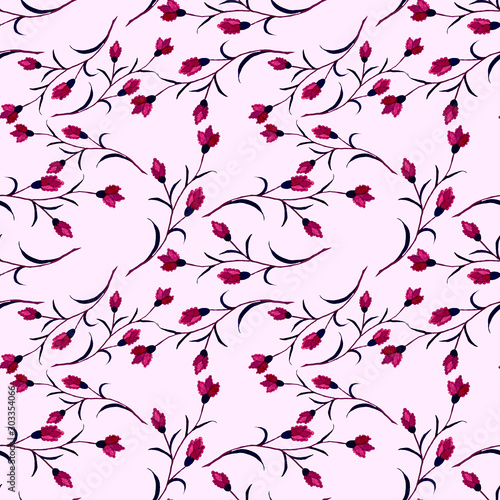 Watercolor seamless pattern with paisley flowers in arabic style. Floral deco...