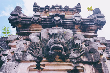 Canvas Print - Closeup view of the top of decorated gates leading to the Lempuyang temple. Bali, Indonesia.