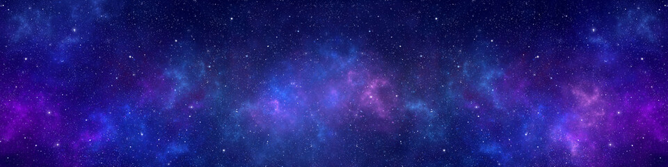 Wall Mural - nebula and stars in night sky web banner. space background.