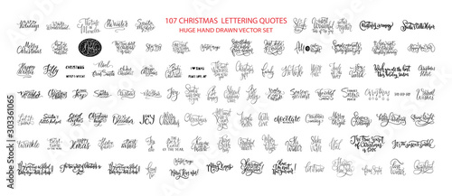 Fotografía Christmas Hand Drawn Ink Lettering Vector Greeting Quotes