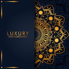 Canvas Print - Luxury background with gold arabesque line element