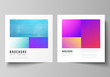 © Raevsky Lab - The minimal vector illustration of editable layout of two square format covers design templates for brochure, flyer, magazine. Abstract geometric pattern with colorful gradient business background.