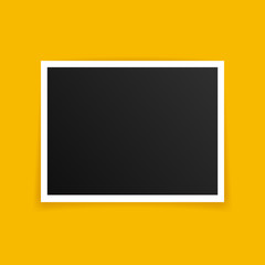 Wall Mural - vector photo frame mockup design. photo frame isolated on yellow background. vector illustration