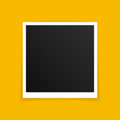 Wall Mural - vector photo frame mockup design. photo frame isolated on yellow background. vector illustration