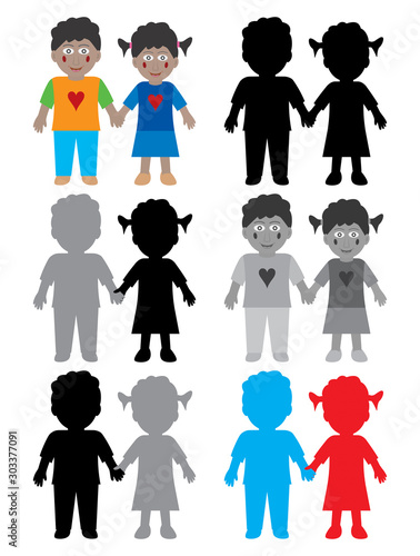 Color And Black White Happy African American Kids A Little Afro American Boy And A Little Afro American Girl Holding Hands And Smiling Stock Vector Adobe Stock Color And Black White Happy African American Kids A Little Afro American Boy And A Little Afro American Girl Holding Hands And Smiling Stock Vector Adobe Stock