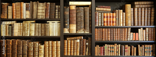 old books on wooden shelf Poster Mural XXL