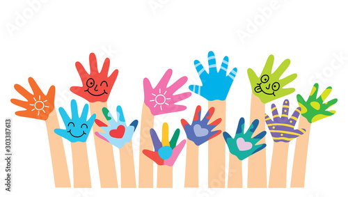 Fotografía Painted Hands Of Little Children