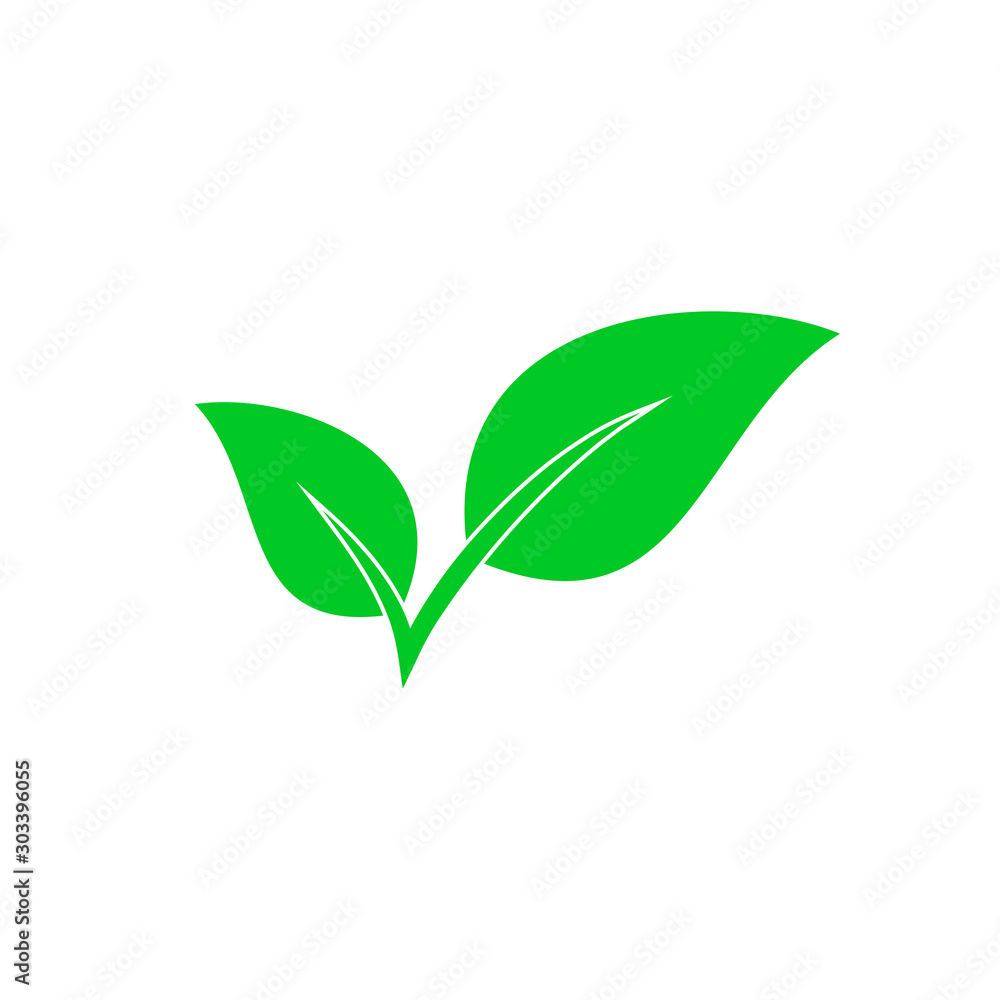 Vector Leaves icon isolated. Green Eco icon - obrazy, fototapety, plakaty 