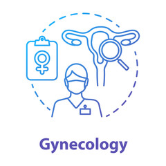 Wall Mural - Gynecology blue gradient concept icon. Women healthcare idea thin line illustration. Gynaecologist, doctor. Female reproductive system, fertility, anatomy. Vector isolated outline drawing