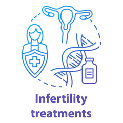 Wall Mural - Infertility treatments blue gradient concept icon. Women health idea thin line illustration. Reproductive system, pregnancy, gynecology. IVF, ovulation induction. Vector isolated outline drawing