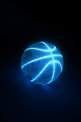 Wall Mural - 3D Rendering of creative basketball with glowing neon seams