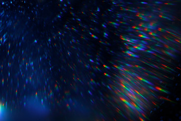 Aufkleber - Easy to add lens flare effects for overlay designs or screen blending mode to make high-quality images. Abstract sun burst, digital flare, iridescent glare over black background. Defocused dark bokeh.