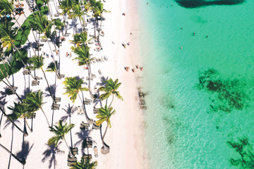 Wall Mural - aerial view of a wonderful exotic tropical caribbean beach, Punta Cana, Dominican Republic