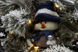 Handmade Snowman Ornament on a Flocked Christmas Tree