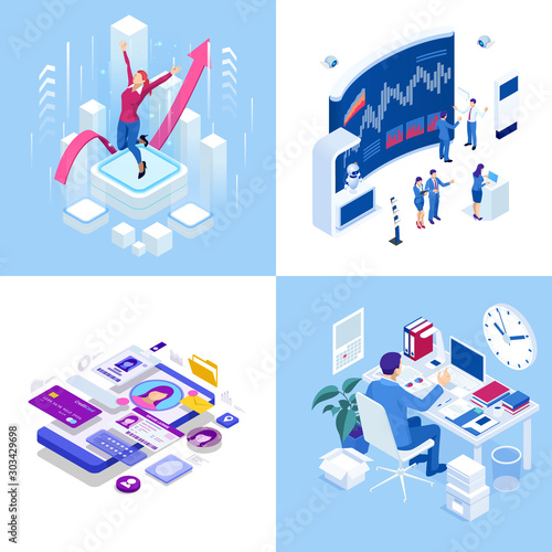 Fotomural Isometric business concepts