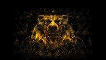 Closeup Bear Face. Front View Of Brown Bear Isolated On Black Background. Low Poly Wireframe Vector Illustration. Abstract Wild Animals Concept. 