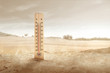Thermometer with high temperature on the desert with sunlight background