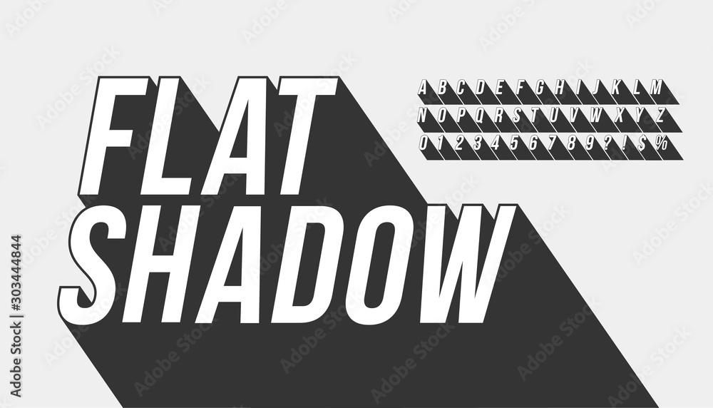 Vector of long shadow font and alphabet - obrazy, fototapety, plakaty 