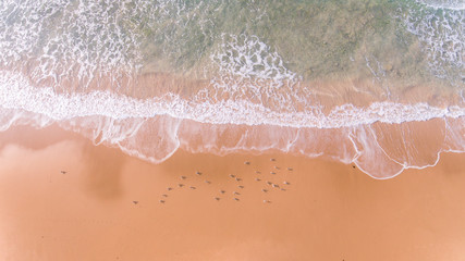 Wall Mural - Aerial View of Waves and Beaches at Sunset Along the Great Ocean Road, Australia