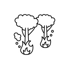 Poster - Trees fire smoke icon. Simple line, outline vector of air pollution icons for ui and ux, website or mobile application