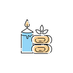 Sticker - candle with towels of spa fill style icon