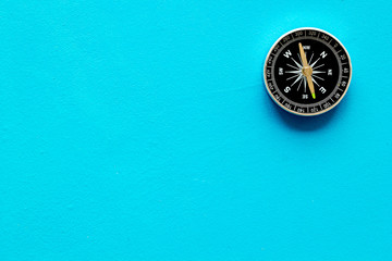 Wall Mural - Compass - small and stylish - on blue background top view copy space