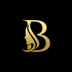 Wall Mural - Letter B Beauty Women Face Logo Design Vector