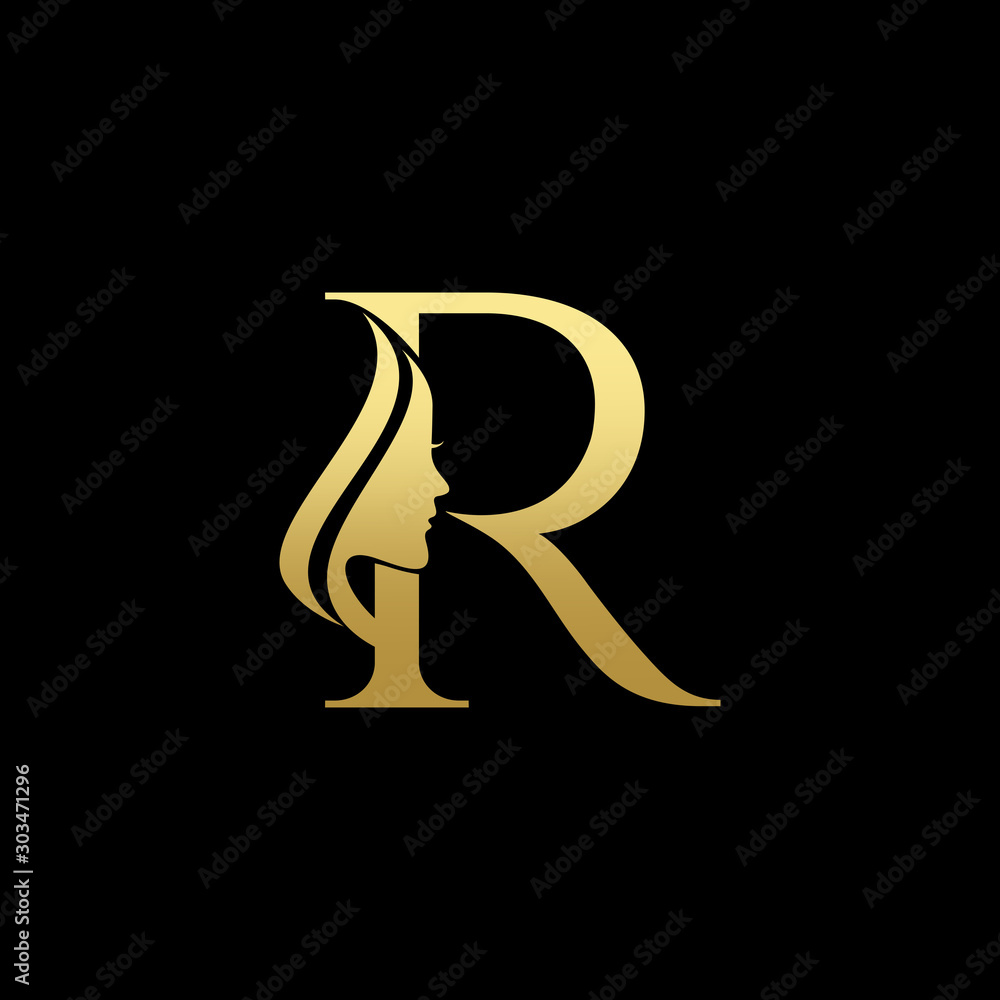 Letter R Beauty Women Face Logo Design Vector Stock Vector | Adobe Stock