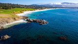 Fototapeta Krajobraz - Pebble Beach, Carmel, Monterey, Big Sur Ocean Aerial view