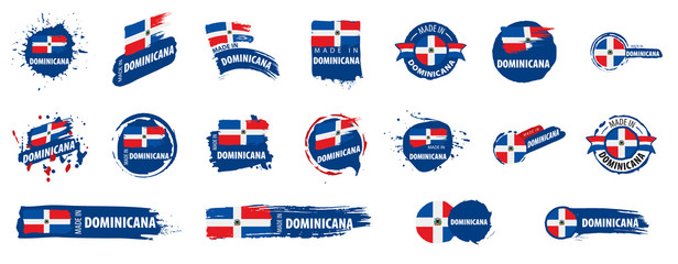 Wall Mural - Vector set of flags of Dominicana on a white background