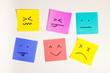 set of funny colored stickers with different emotions