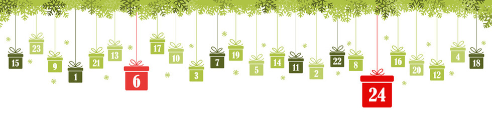 advent calendar 1 to 24 on christmas presents