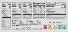 Nutrition Facts Label. Vector. Food Information With Daily Value. Data Table Ingredients Calorie, Fat, Sugar. Package Template. Flat Illustration Isolated On Transparent Background. Layout Design