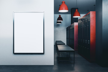 Canvas Print - Locker room interior with empty poster