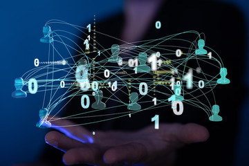 Lines connected with dots as social communication concept