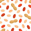 Seamless pattern with peanut kernels and grains.