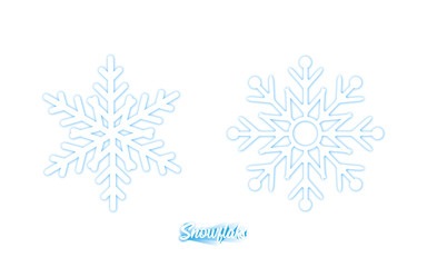 Wall Mural - Two big white Snowflakes with blue shadow, isolated on white background. Snowflakes in modern simple flat design. Snowflakes Vector